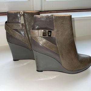 Gray size 6 Cole Haan ankle wedge boots.